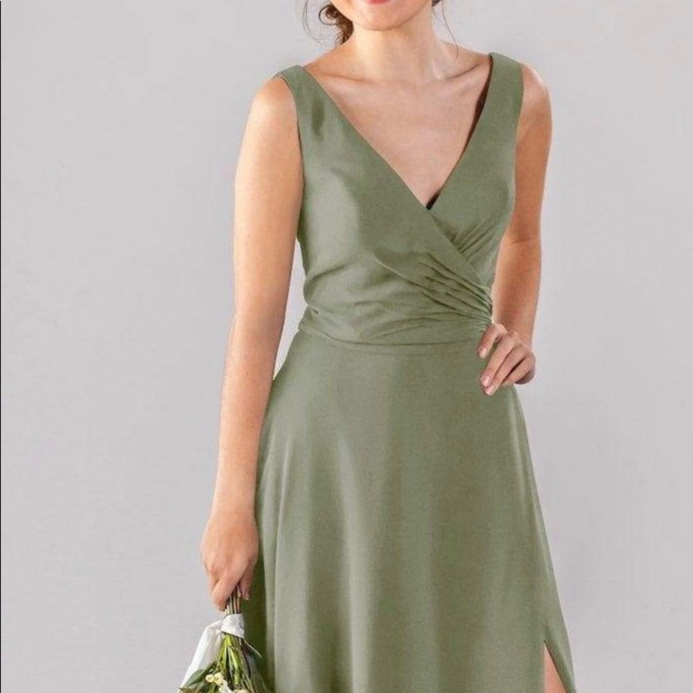 Moss Kennedy Blue Bridesmaids Dress V-Neck/Sleeveless Flat Chiffon A-line